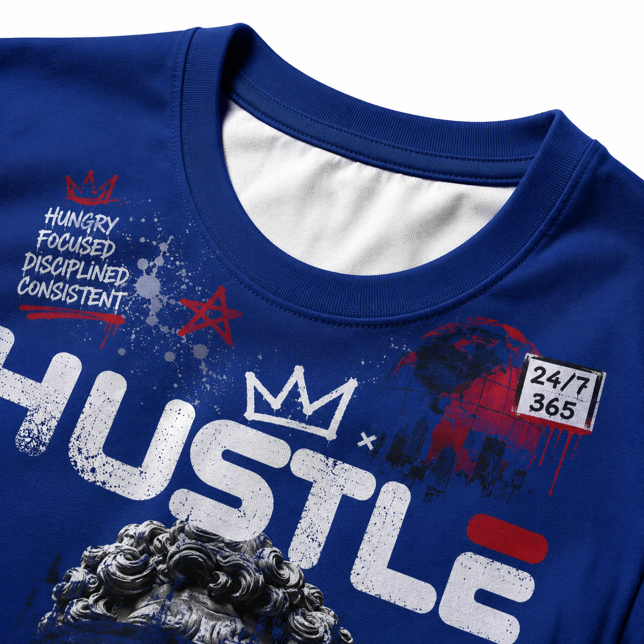 Parkhill Hustle Mindset Overall T-Shirt – No Luck, All Work (Blue)